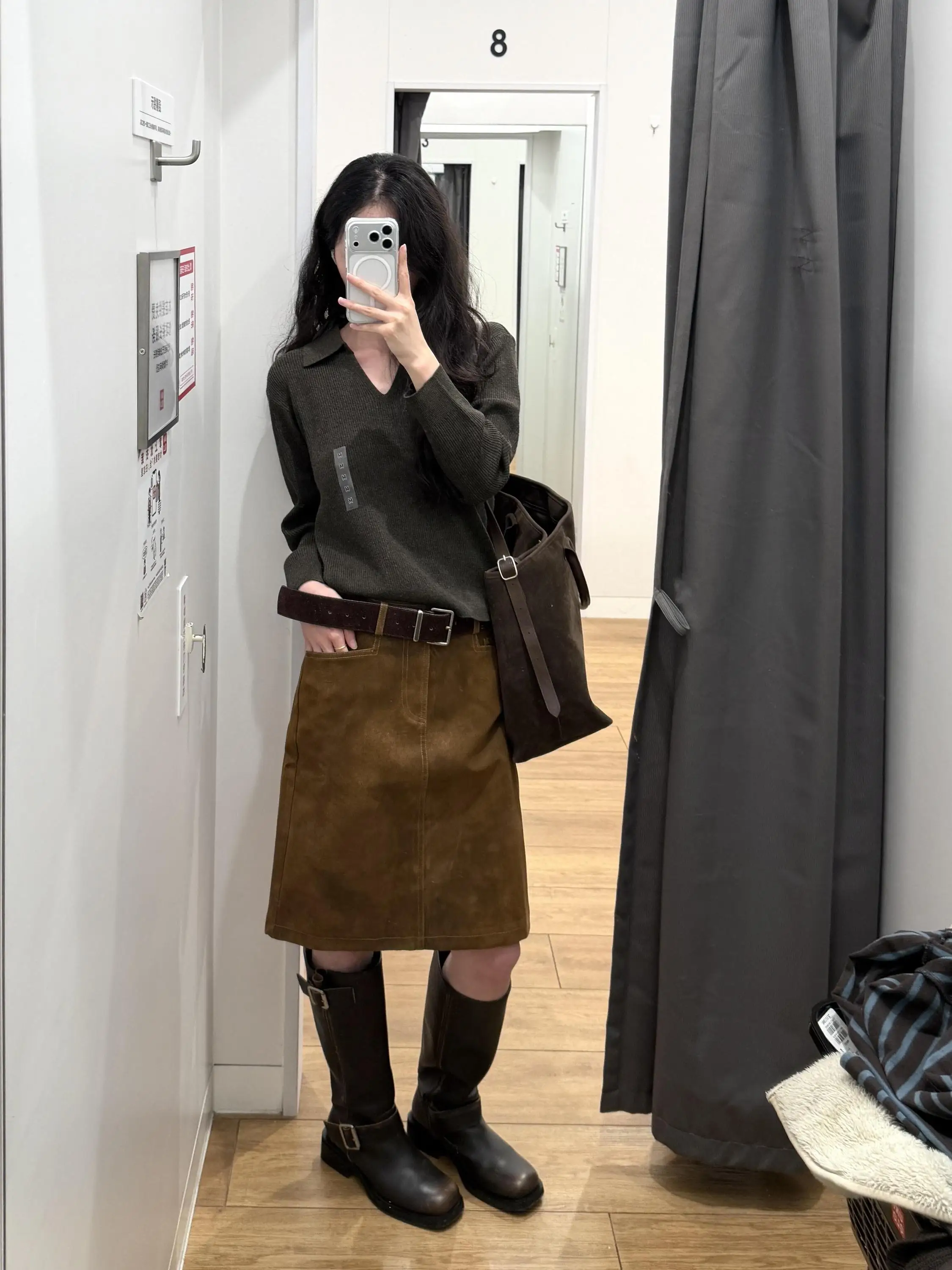 High Quality Suede  Skirt Women's Autumn Winter New Style Versatile Straight Cut Golden Brown Leather Skirt High Waist