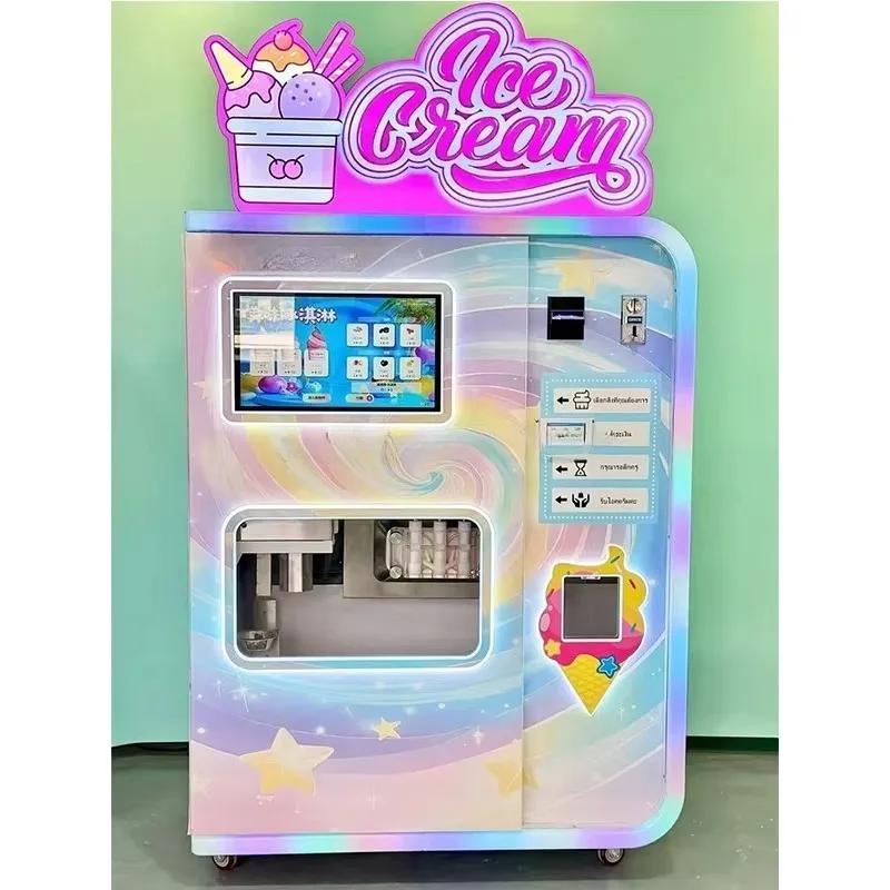 Smart Automatic Soft Ice Cream Machine Self Service Vendor Robot Design Fun Touchscreen Ice Cream Maker view 5