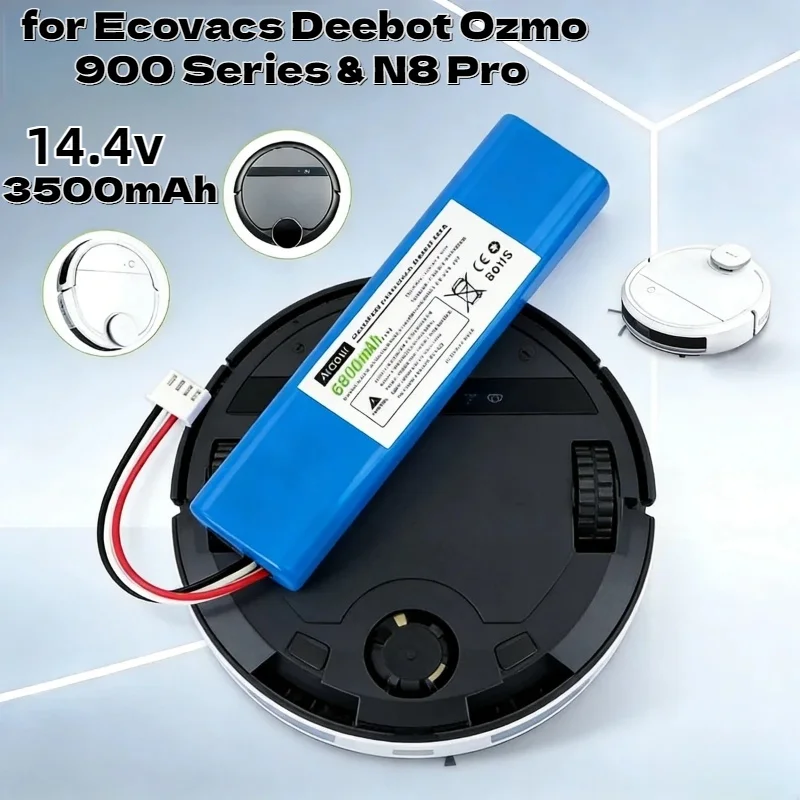 14.4V 3500mAh High Capacity Rechargeable Li-ion Battery – Stable Performance for Ecovacs Deebot Ozmo 900 Series & N8 Pro Durable