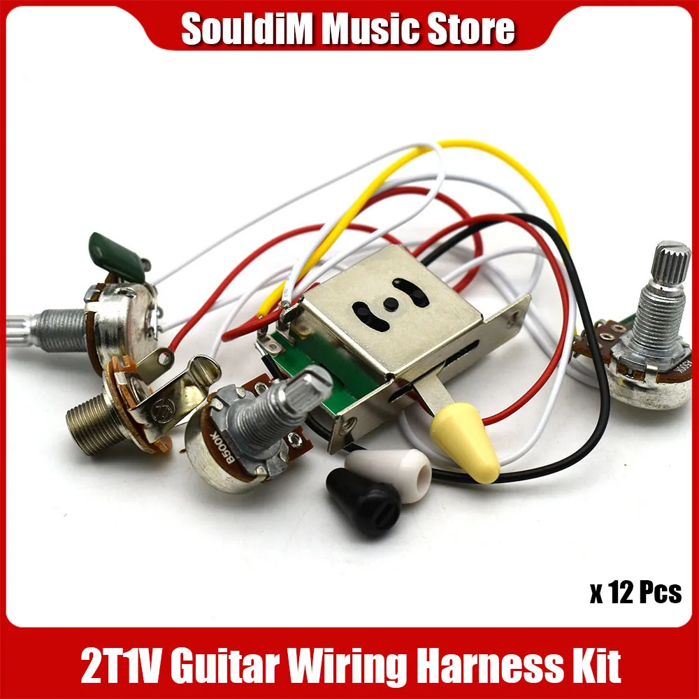 12PC ST Guitar 500K Pot for ST Electric Guitar PreWired 1 Volume 2 Tone Control 5 Way Switch Guitar Parts