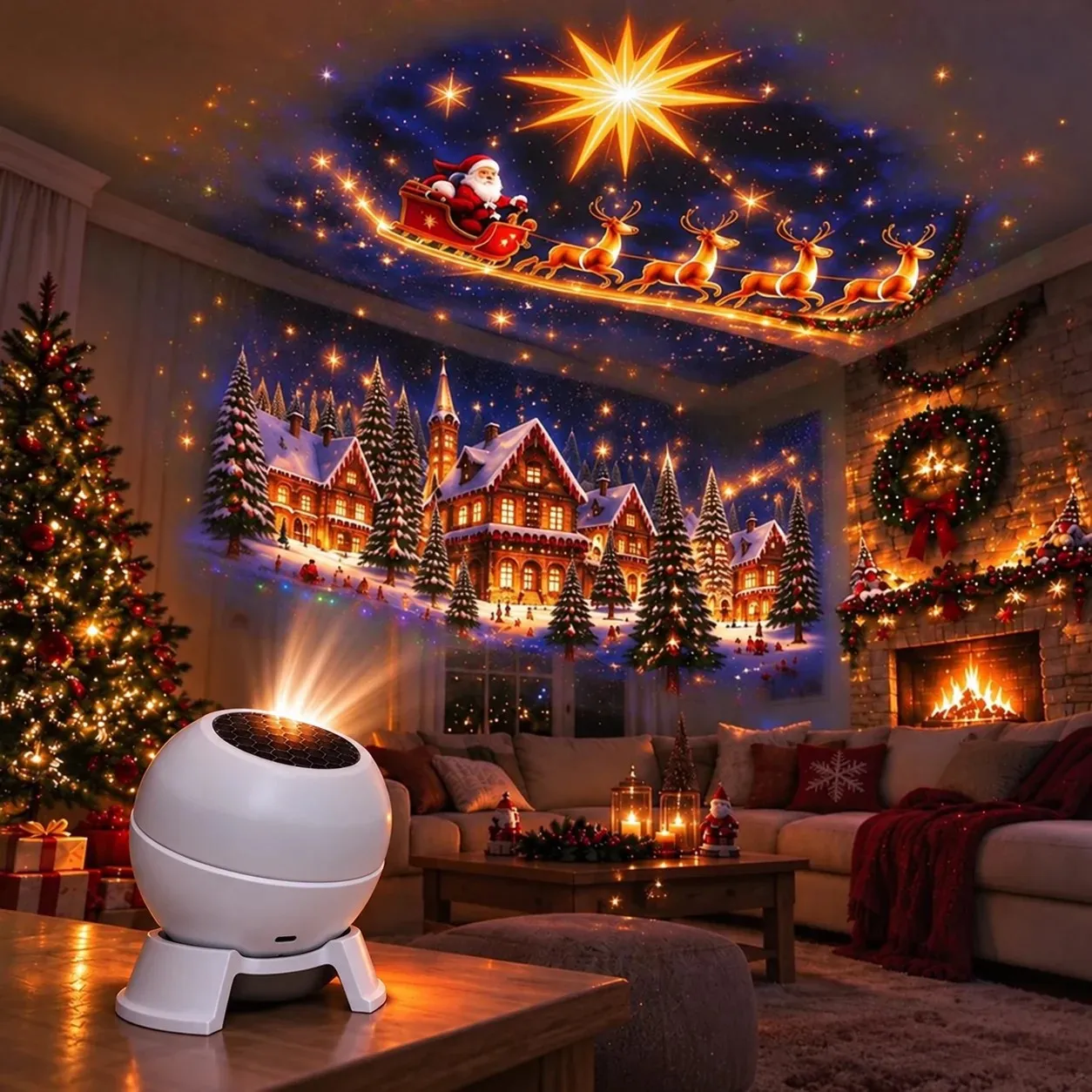 Magical Christmas. Projection Night Light,USB Christmas Projector Indoor,Magical Christmas Projection. Night Light Holiday Room
