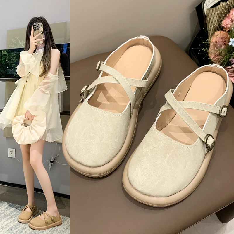 High Quality Baotou Cross with Waterproof Table Fashion All-match Comfortable Non-slip Simple Wear-resistant Women's Slippers