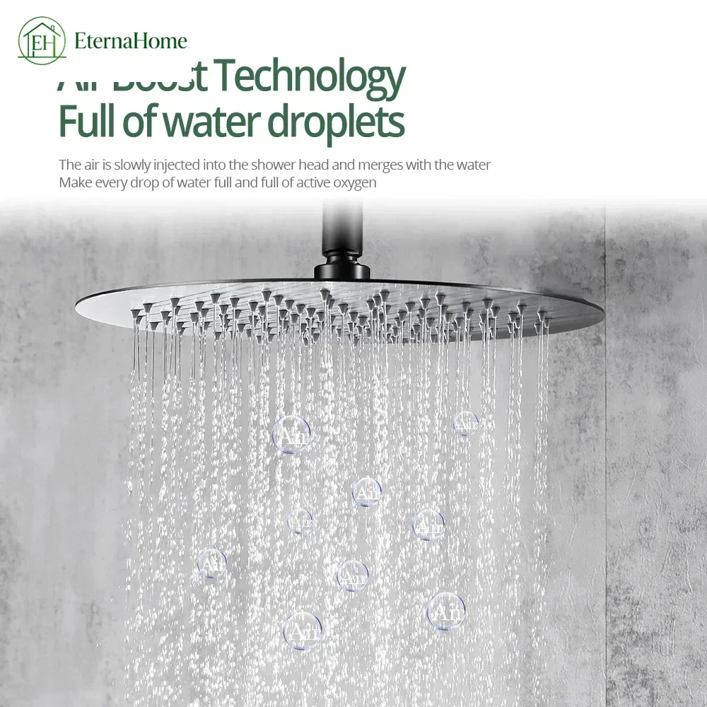 8-12 Inch Shower Waterfall Rain Head Round Bathroom Spare Head 304 Stainless Steel Shower Replacement Never Rust Part