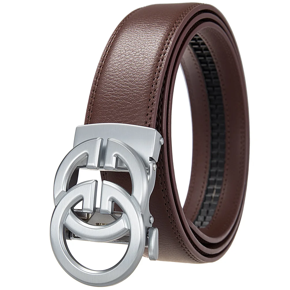 Hochwertiger Echtledergürtel für Herren, luxuriöser Herren-Taillengürtel mit automatischer Metalllegierungsschnalle – Detail 7