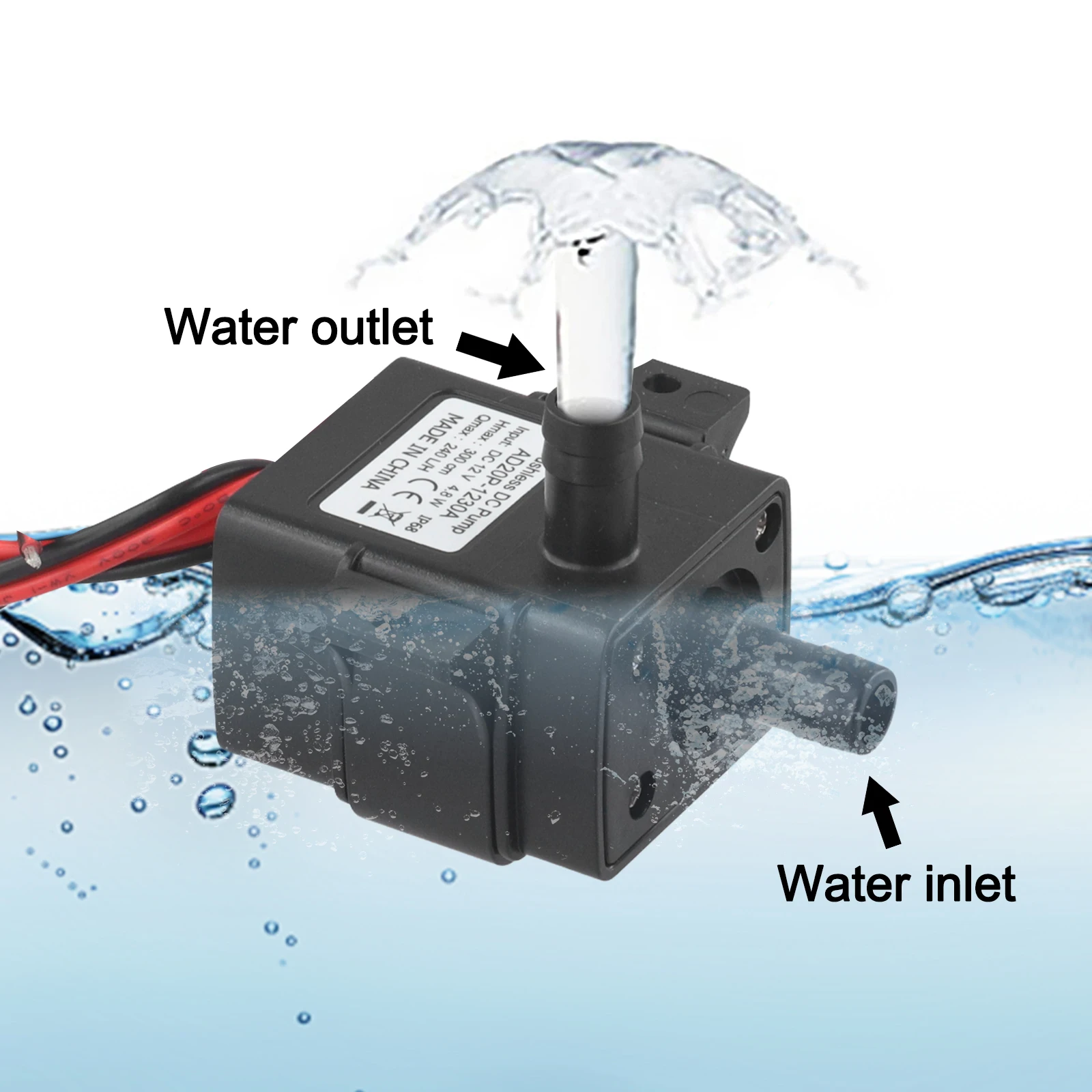 ブラケットウォーターポンプ自吸ポンプインテリジェント低ノイズ低消費 12V 5W 240L/H RV キャラバン電子回路