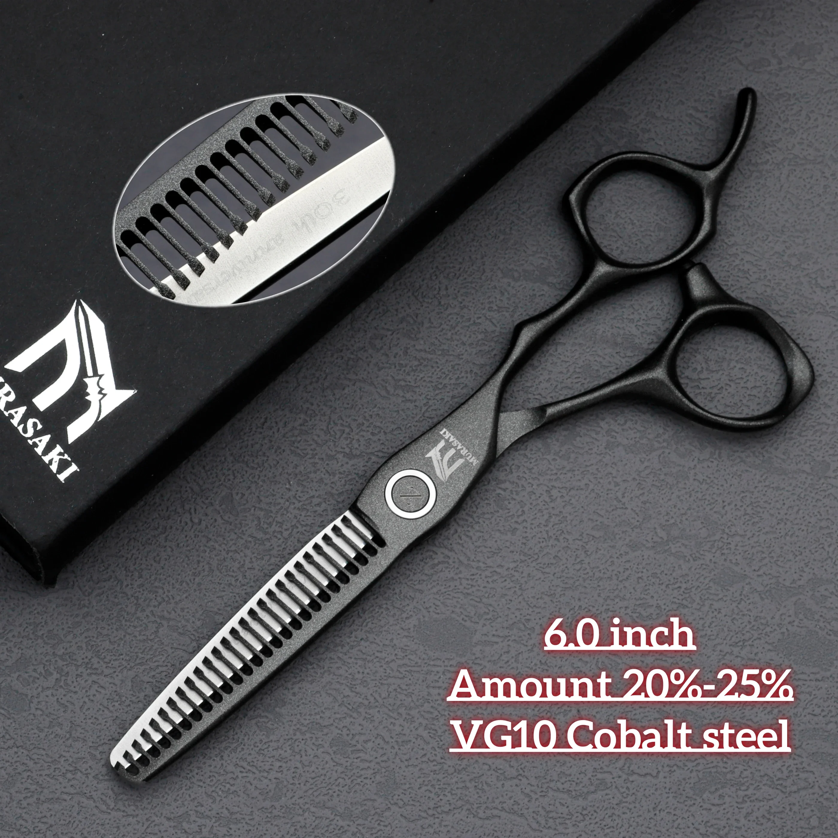 MURASAKI VG10 Stahl Friseurscheren, 6,0 Zoll Effilierscheren, Ergonomisches Design Haarschneidewerkzeuge, Sehr Scharf und Langlebig – Detail 3