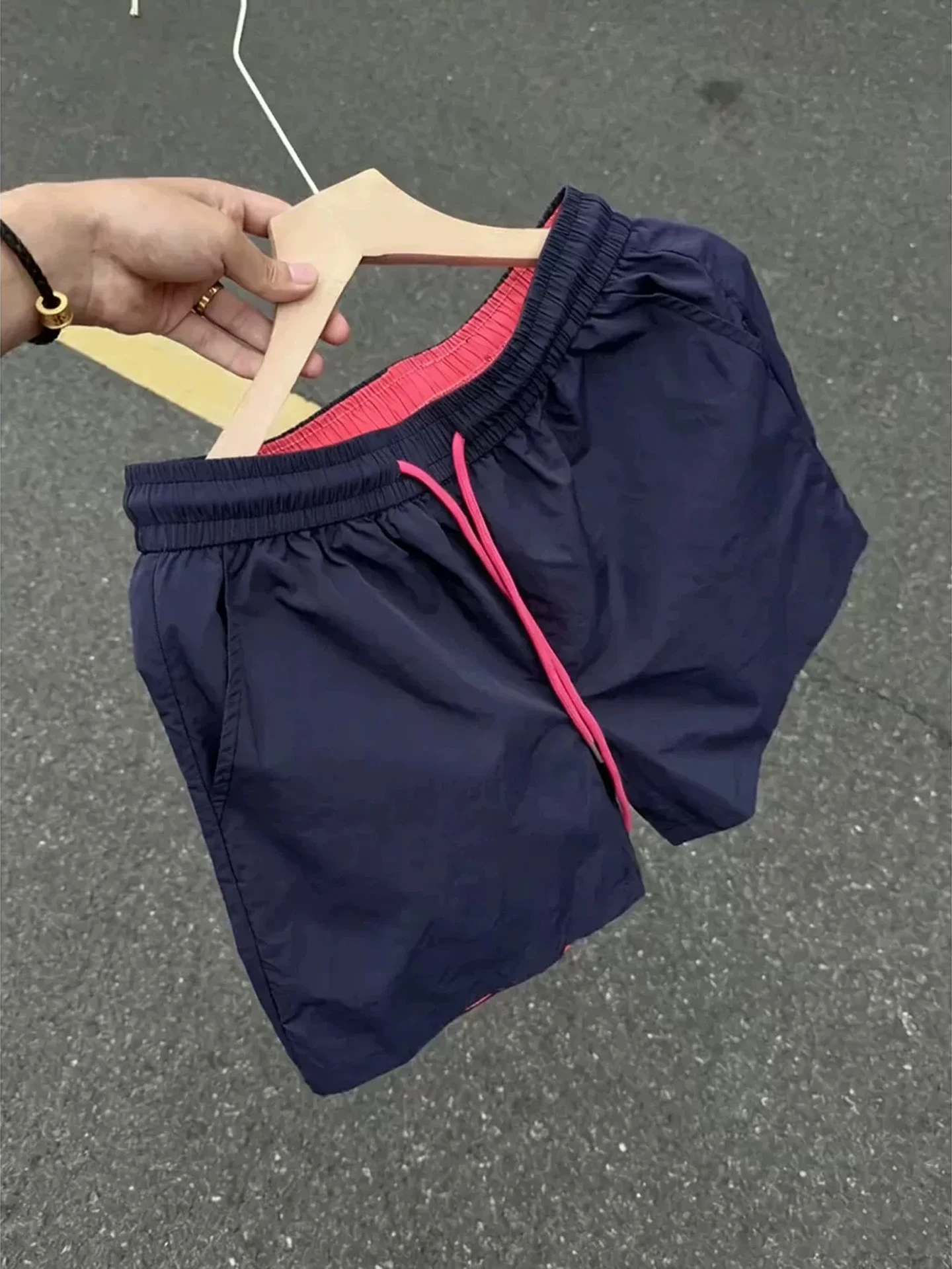 

Quick Dry American Style Sport Shorts Men's Summer Thin Breathable Cool Feeling Fitness Running Shorts Loose Fit Elastic Waist