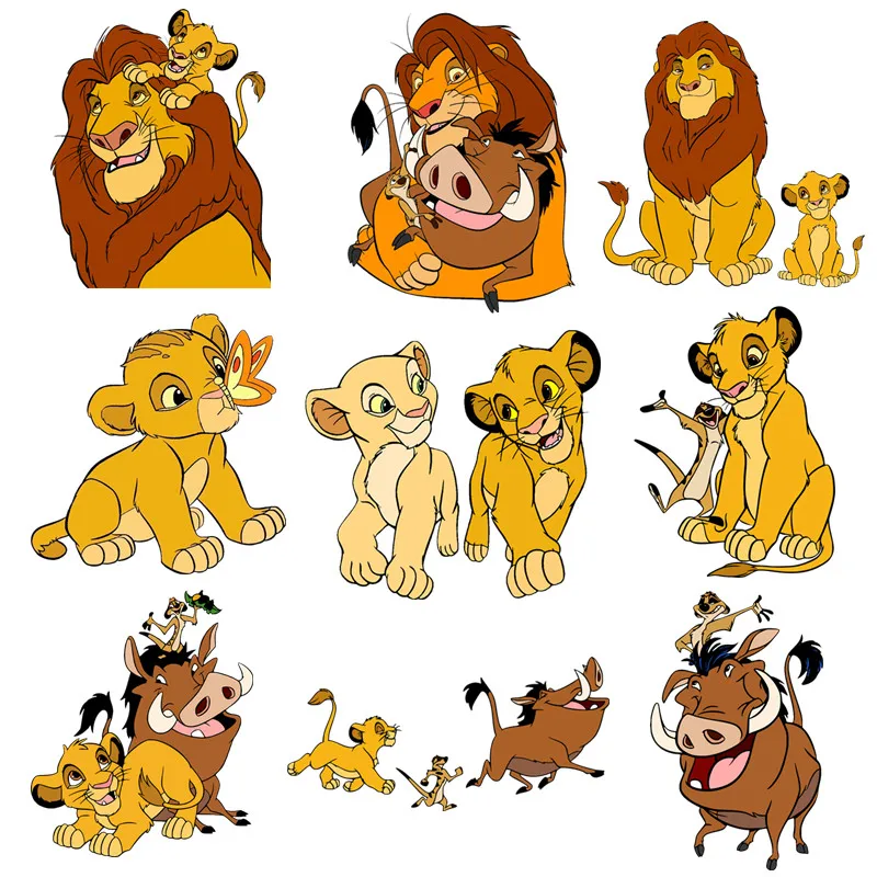 Lion King Cute Simba Cartoon Patches for Clothes Heat Transfer Thermal Stickers DIY Kids T shirt Iron on for Women Appliqued