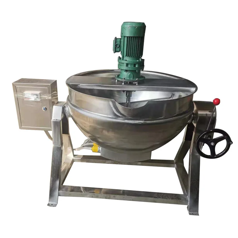 Small heating 304 stainless steel tiltable stirring braised cooking heat transfer oil interlayer pot electric heating pot wok