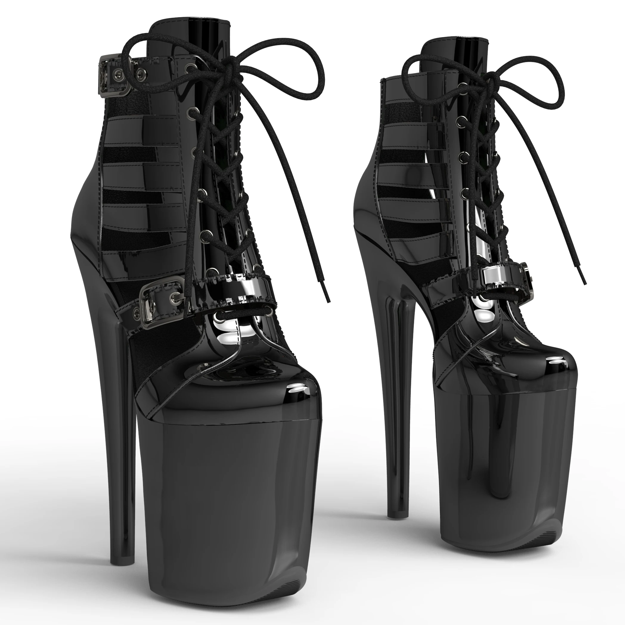 Leecabe 20CM/8inches Patent PU Upper trend fashion High Heel platform Boots Pole Dance boots
