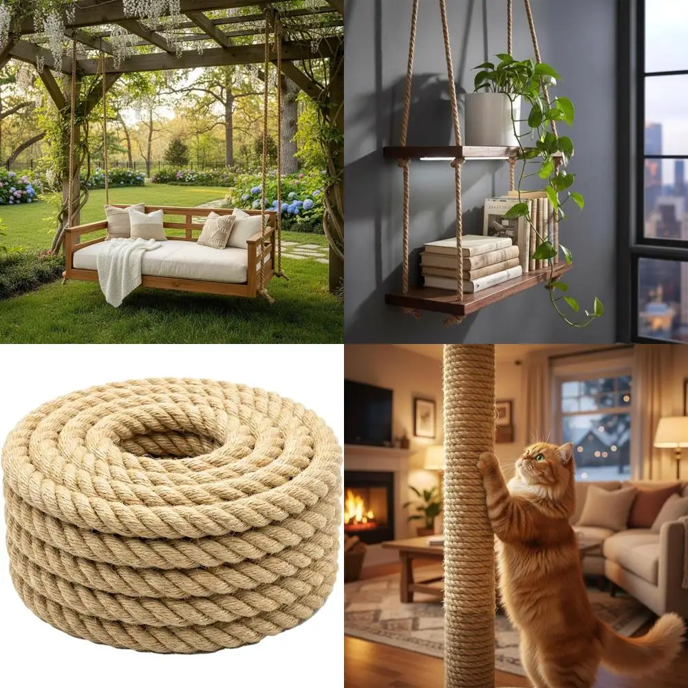 

Прочный джутовый шпагат 2 x 25T, 4-слойный, прочность на разрыв 4400 фунтов, идеально подходит для промышленного, морского применения, буксировки и декоративных целей.