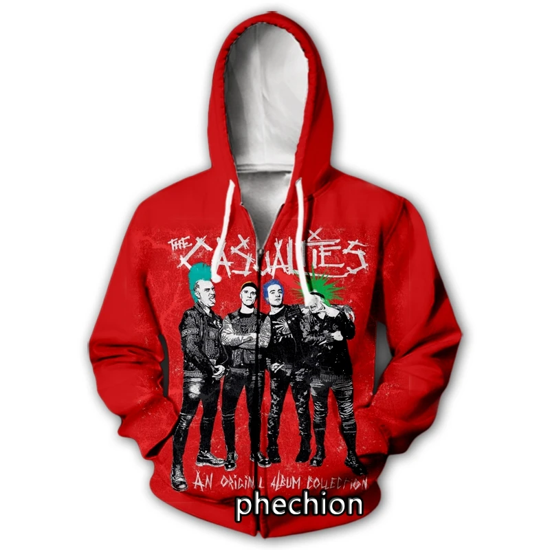 

phechion New Men/Women The Casualties Band 3D Printed Casual Zipper Hoodies Fashion Men Loose Sporting Zip Up Hoodies J69