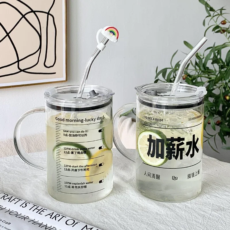 1000Ml large capacity early retirement scale glass straw cup