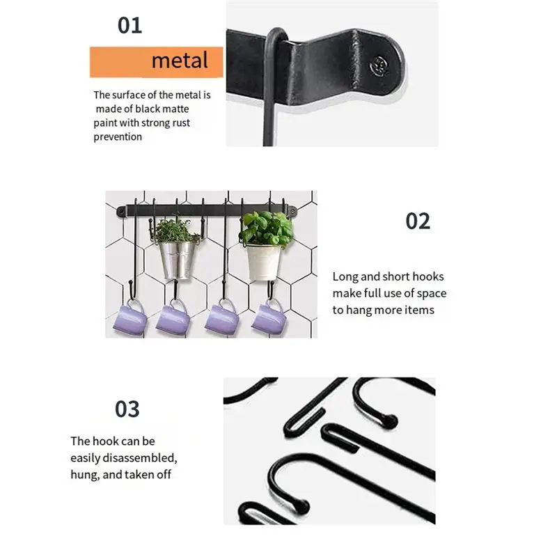 ABZF 2026 Coffee Mug Holder for Wall: 17-Inch Black Coffee Bar Cup Hanger Hooks - Hanging Coffee Cup Rack Storage Organizer 2Pcs