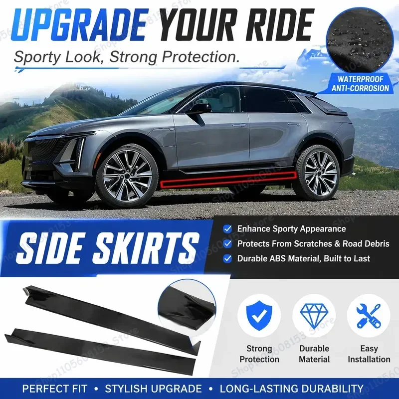 For Cadillac CT4 CT5 Escalade Lyriq Optiq XT4 Universal Side Skirt Kit 8PCS 2.2M Winglet Splitter Lip Spoiler Aerodynamic