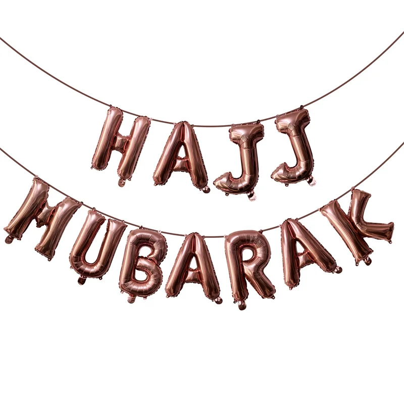 

11Pcs 16inch Hajj Mubarak Letter Foil Balloons Ramadan Kareem Decor 2025 IsIamic MusIim Festival Party Eid Al Fitr Home Supplies