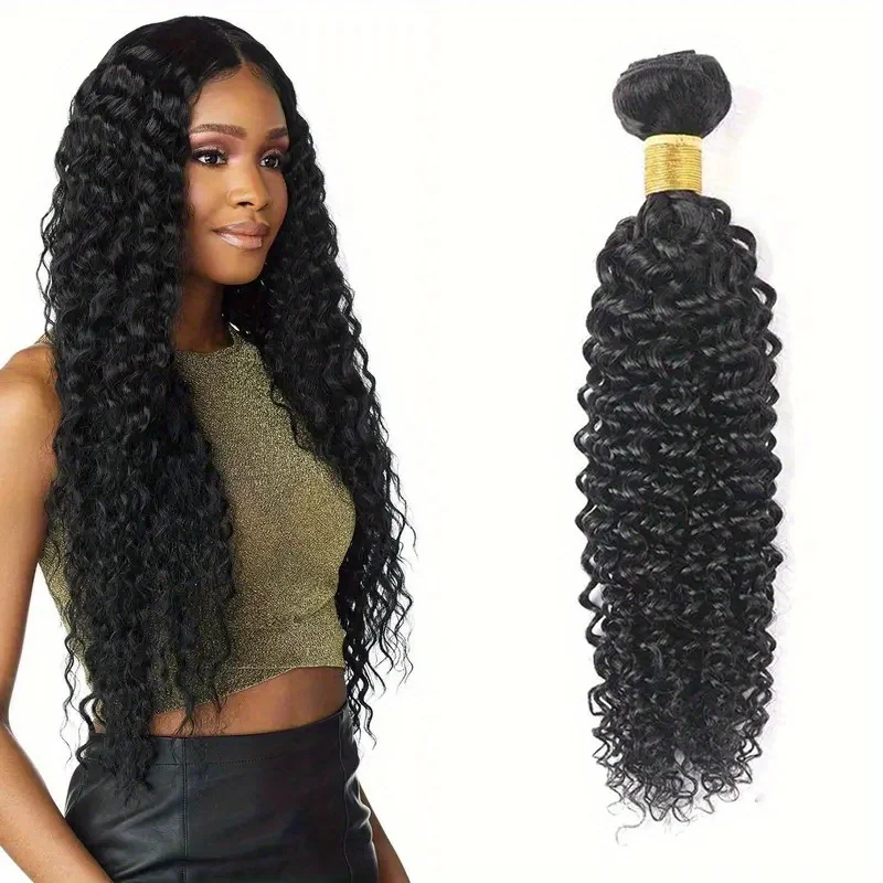 Deep Wave Human Hair Bundles Natural Black Color Brazilian Unprocessed Virgin Hair 3 Bundles 14 16 18 Inch