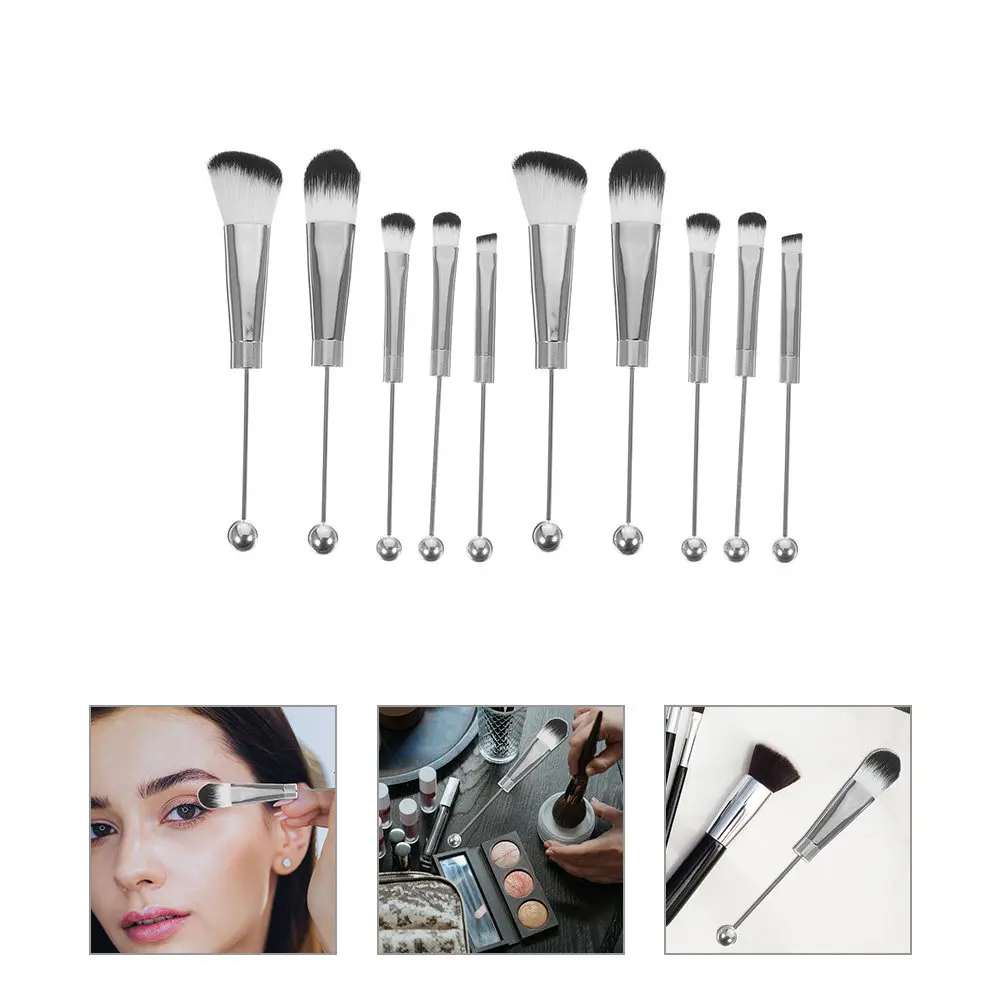2Sets Makeup Brush Set for Women Soft Dense Bristles Eyeshadow Blush Concealer Powder Brushes Travel Friendly Lightweight Metal