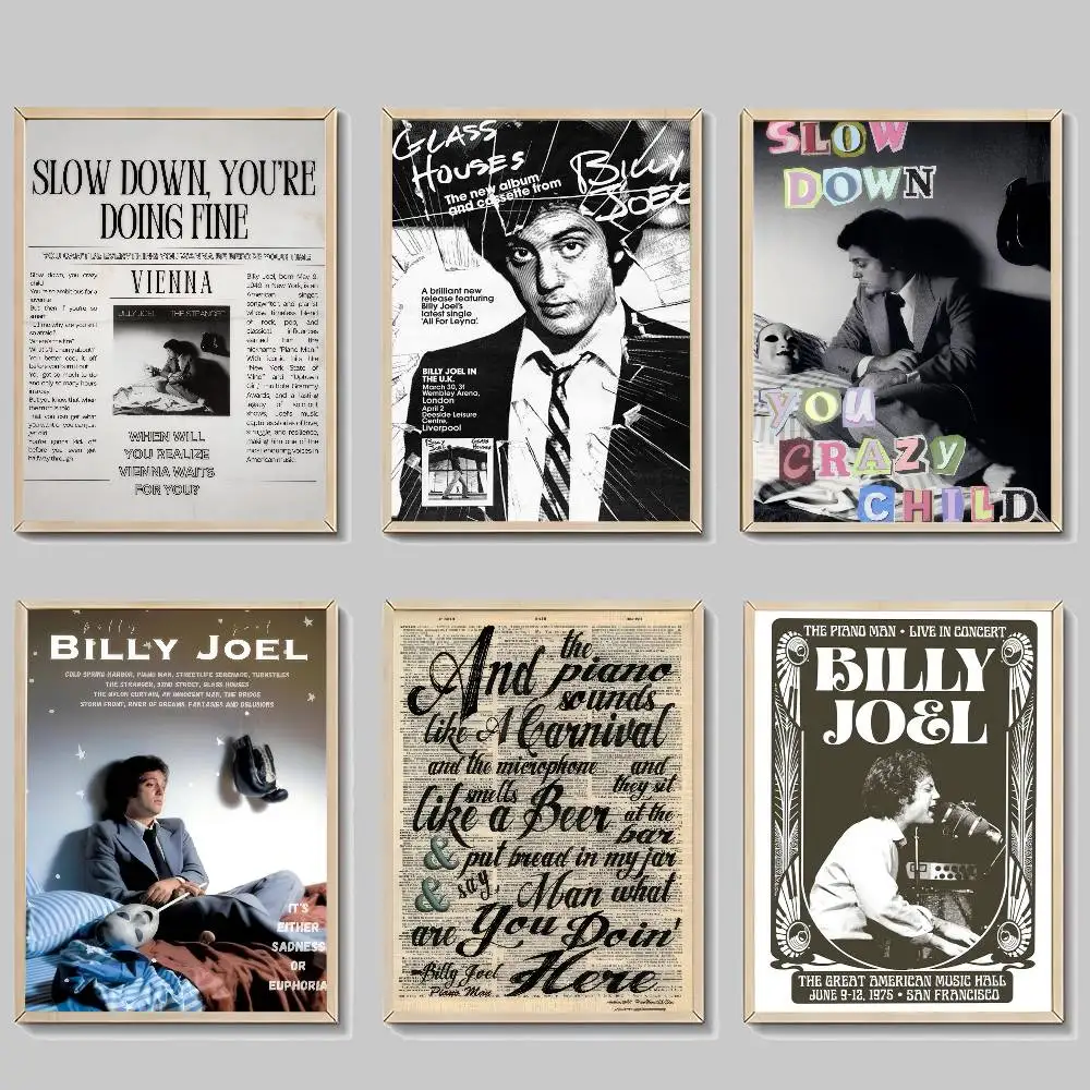 Pósteres de películas clásicas de Singer Billy Joel, decoración vintage para habitación, bar, cafetería, pegatinas, pintura mural
