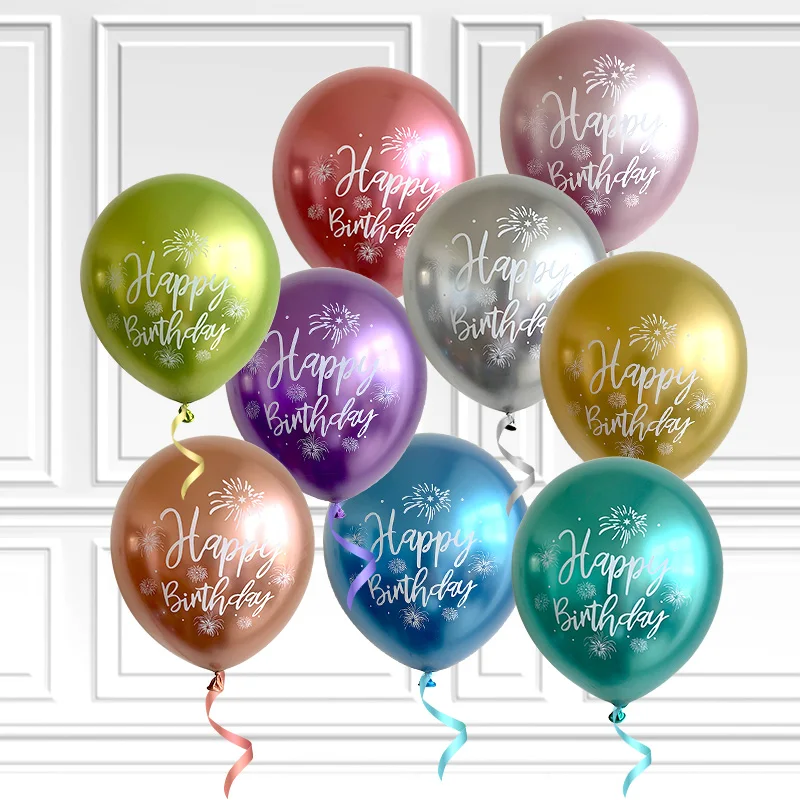 10 Teile/satz Metallic Alles Gute Zum Geburtstag Latex Ballons 12 zoll Helium Konfetti Luft Globos Kinder Erwachsene Geburtstag Party Dekoration Lieferungen