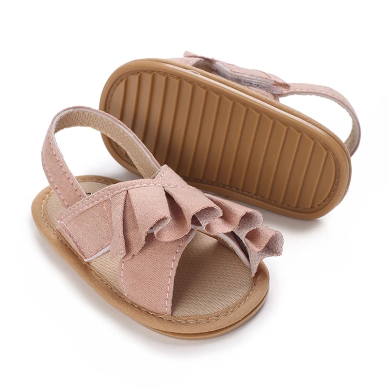 Newborn Baby Girl Boy Sandals Infant Girls Ruffles Open Toe Sandal Cute Ruffle Flats Non-Slip Shose First Walkers Outdoor Shose