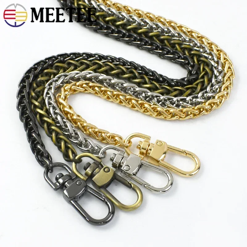 Meetee 7mm Width 50-130cm Metal Chain Straps Purse Bag Chains Handbag Replacement Crossbody Strap Parts Hardware Accessories