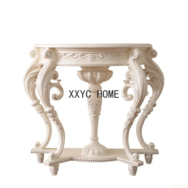 Semicircle Console Tables European Console Vintage Ornament Table Living Room Side View Simple Hall Cabinet