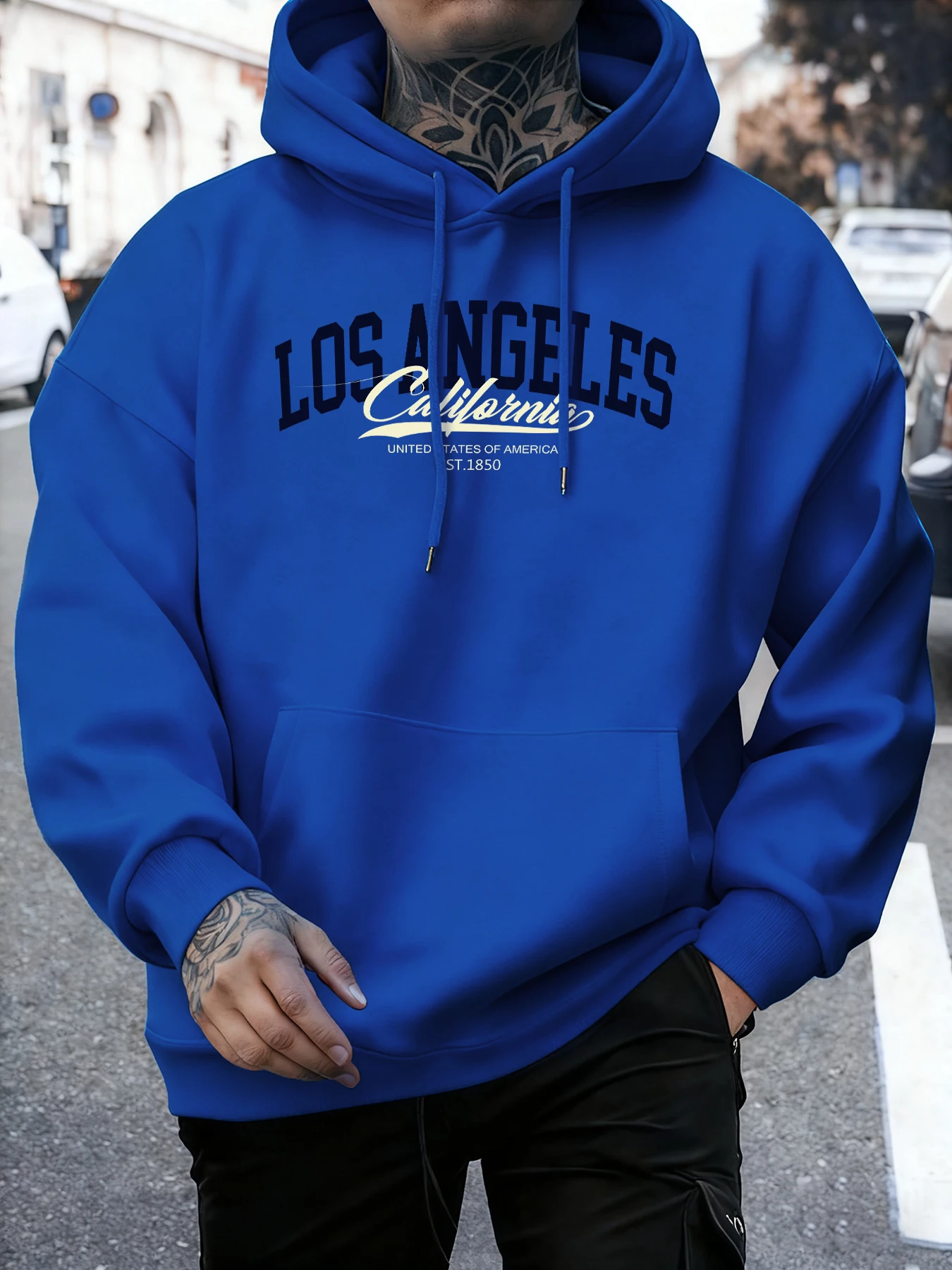 Los Angeles California Stampa Felpe casual autunnali da uomo Nozioni di base della moda Felpa con cappuccio Comodo pile Streetwear Street Office Tops