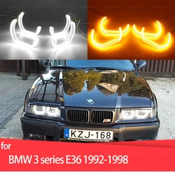 Switchback DTM Style Light LED Angel Eye  Dual Color for  BMW E36 3 Series with Euro headlights 1992-1998