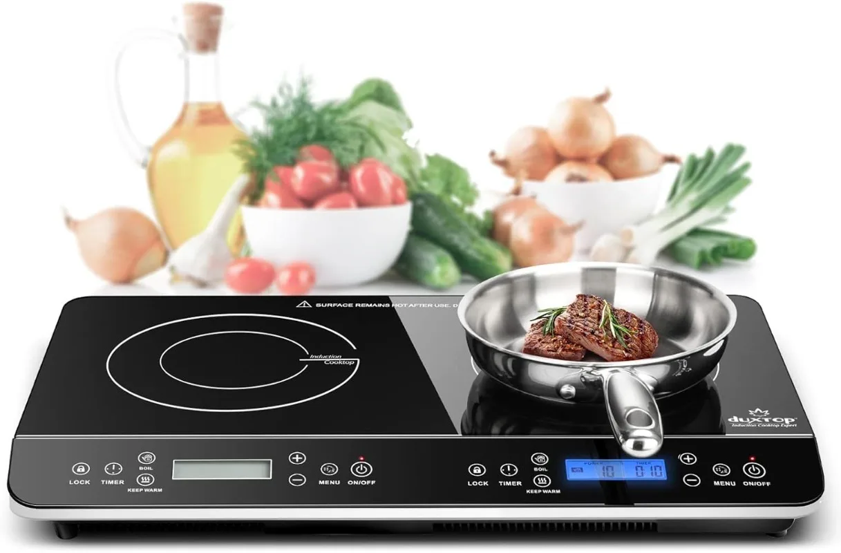 

Portable Double Induction Cooktop 1800W Digital Electric Countertop Burner Sensor Touch Stove, 9620LS/BT-350DZ