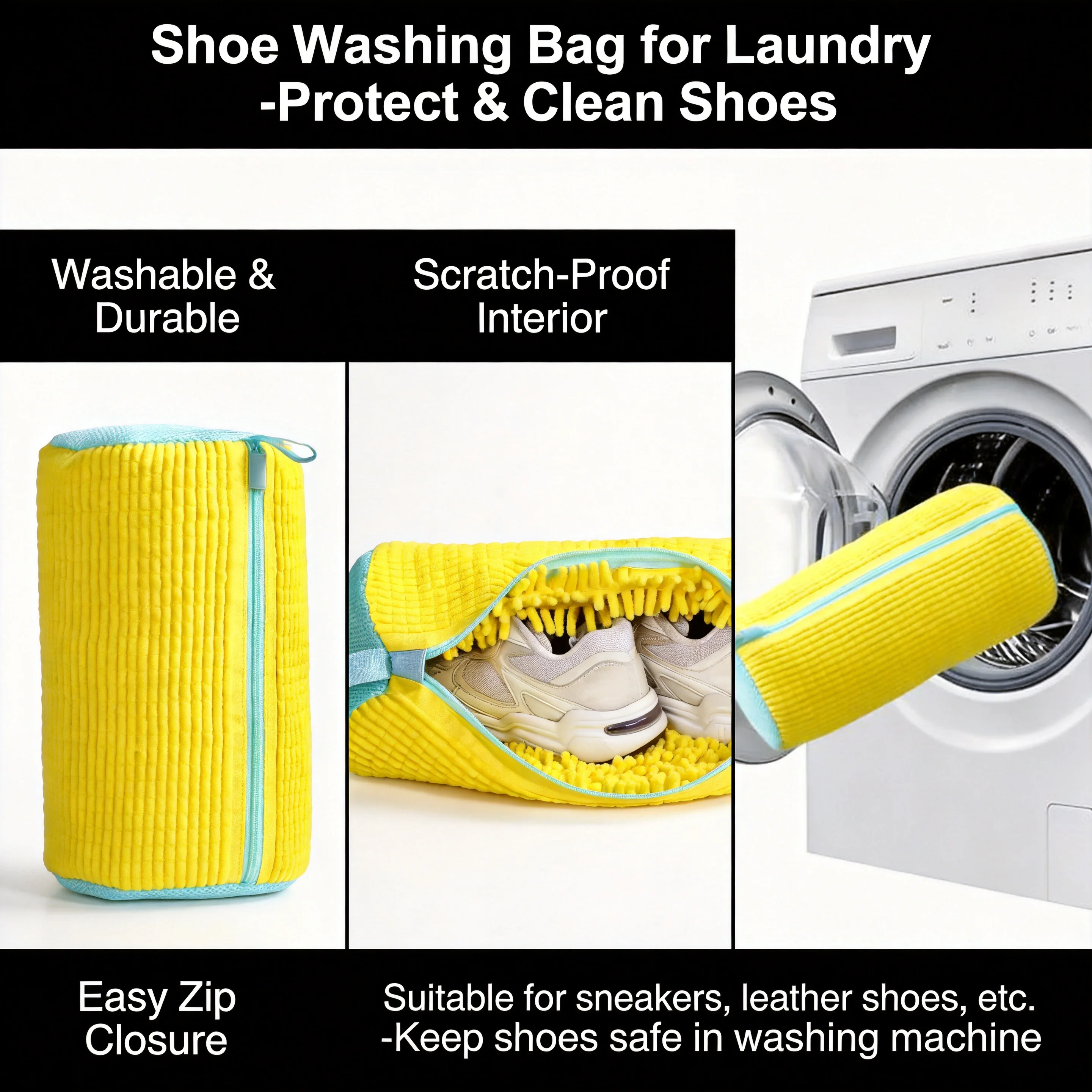 

Padded Shoe Laundry Bag – Washing Shoes Protector Net, Fluffy Polyester Fibers Machine Wash Bag, Dryer Safe Drying Bags
