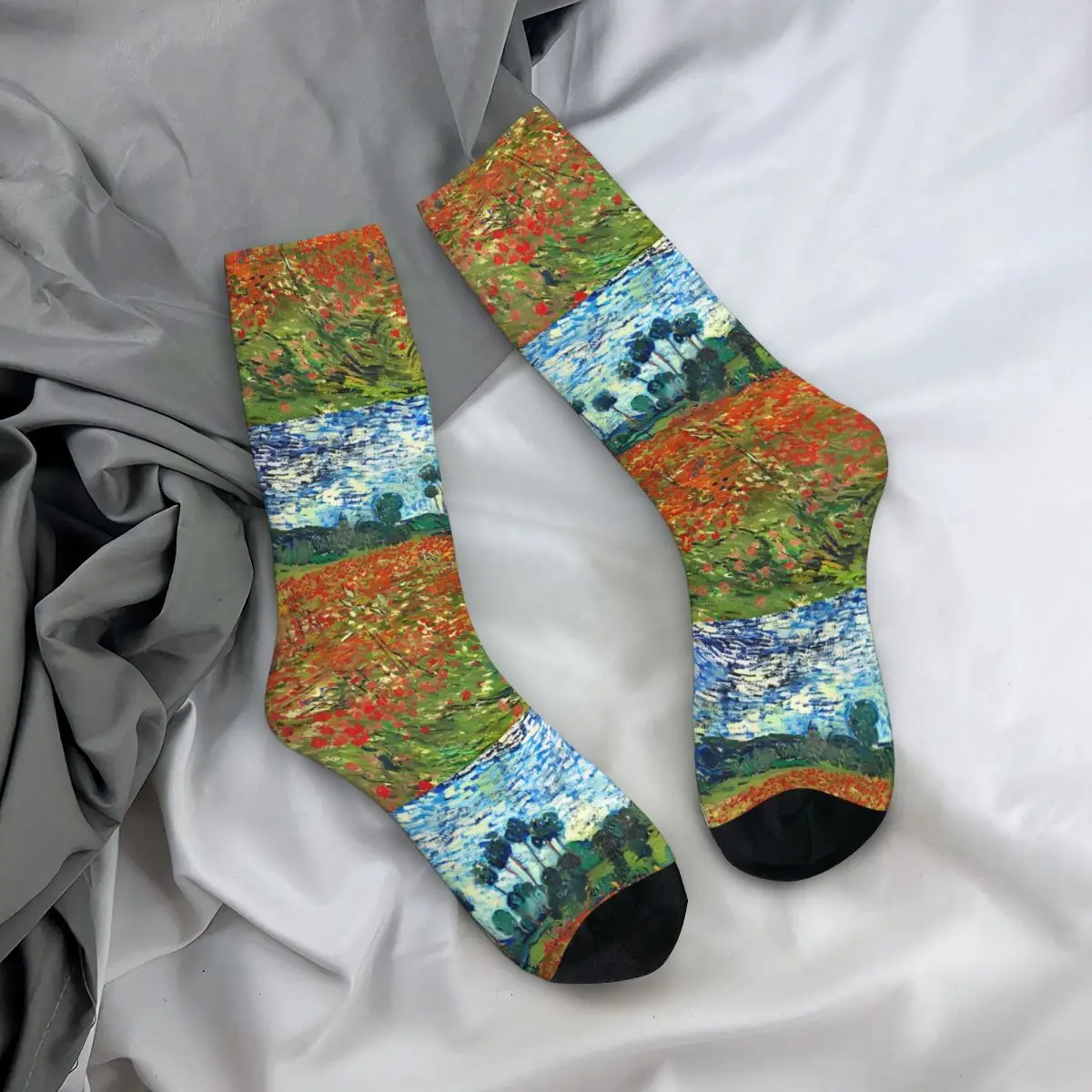 Van Gogh Socks Poppys field Leisure Stockings Autumn Anti Skid Unisex Men Socks Breathable Pattern Outdoor Socks