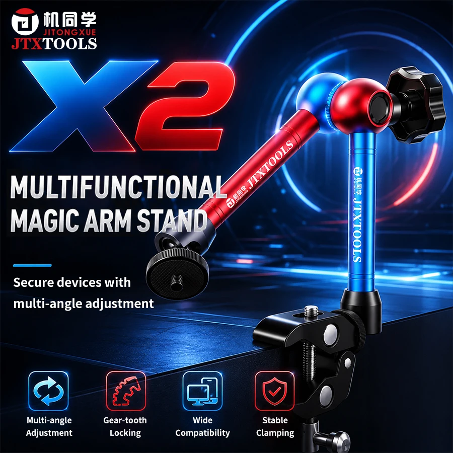 JTX X2 360 Degree Rotation Dual Arm Stand Multifunctional Camera Macro Lens, JTX A9 Curve Meter Device Stand Holder