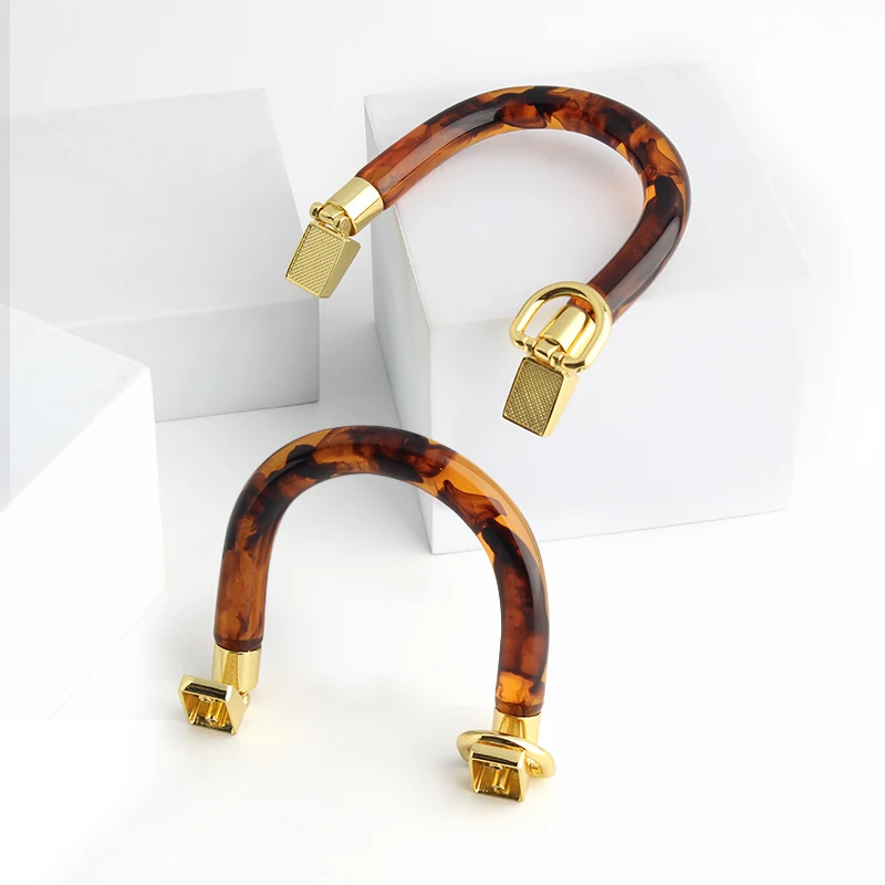 Tortoiseshell Unique Resin Handle Amber Round Handle Fashion U-shaped Handles Bags Handbags Handmade DIY Craft Bag Accessory