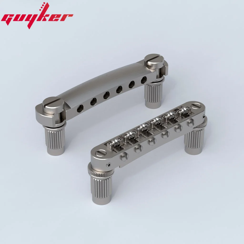 Guyker Titanium Alloy Tune-O-Matic Roller Saddle Guitar Bridge +Guitar Stop Bar Tailpiece with Anchors for LP SG Guitars