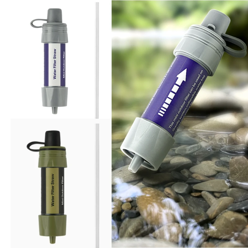 1set Mini Outdoor Water Purifier Filter Straw Camping Hiking Outdoor Filter Straw Water Purifier Emergency Gear