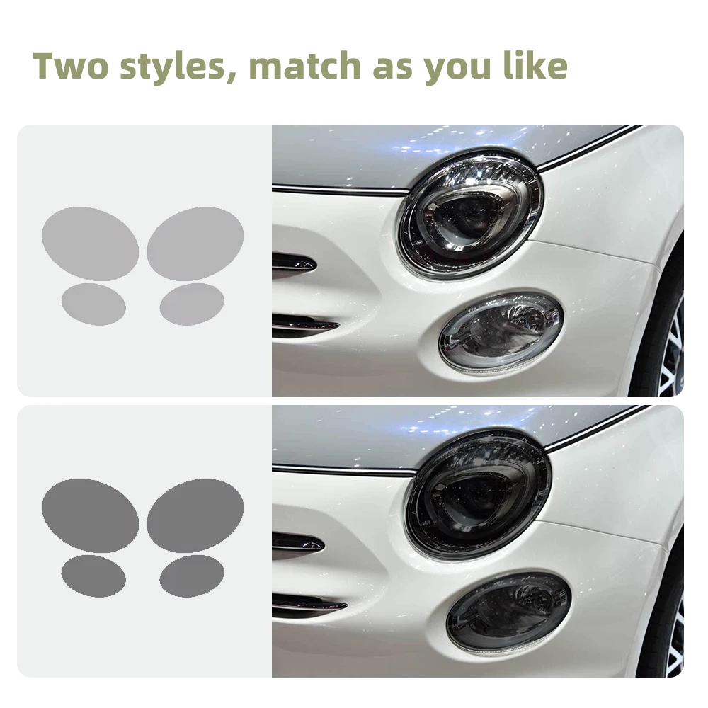 For Abarth 595 2013 2013 2014-2020 Fiat 500 2008-2024 Smoke Black Clear Headlight Film Front Lamp TPU Anti-scratch Protection