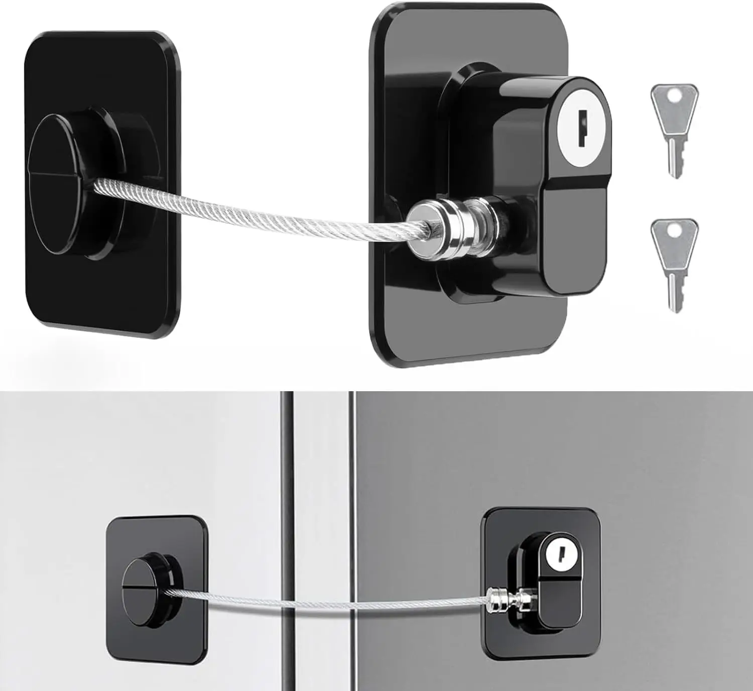 2 Pack Fridge Lock with Key, Refrigerator Lock, Child Locks, Window Locks Child Safety, Self Adhesive Children Fridge Door locks