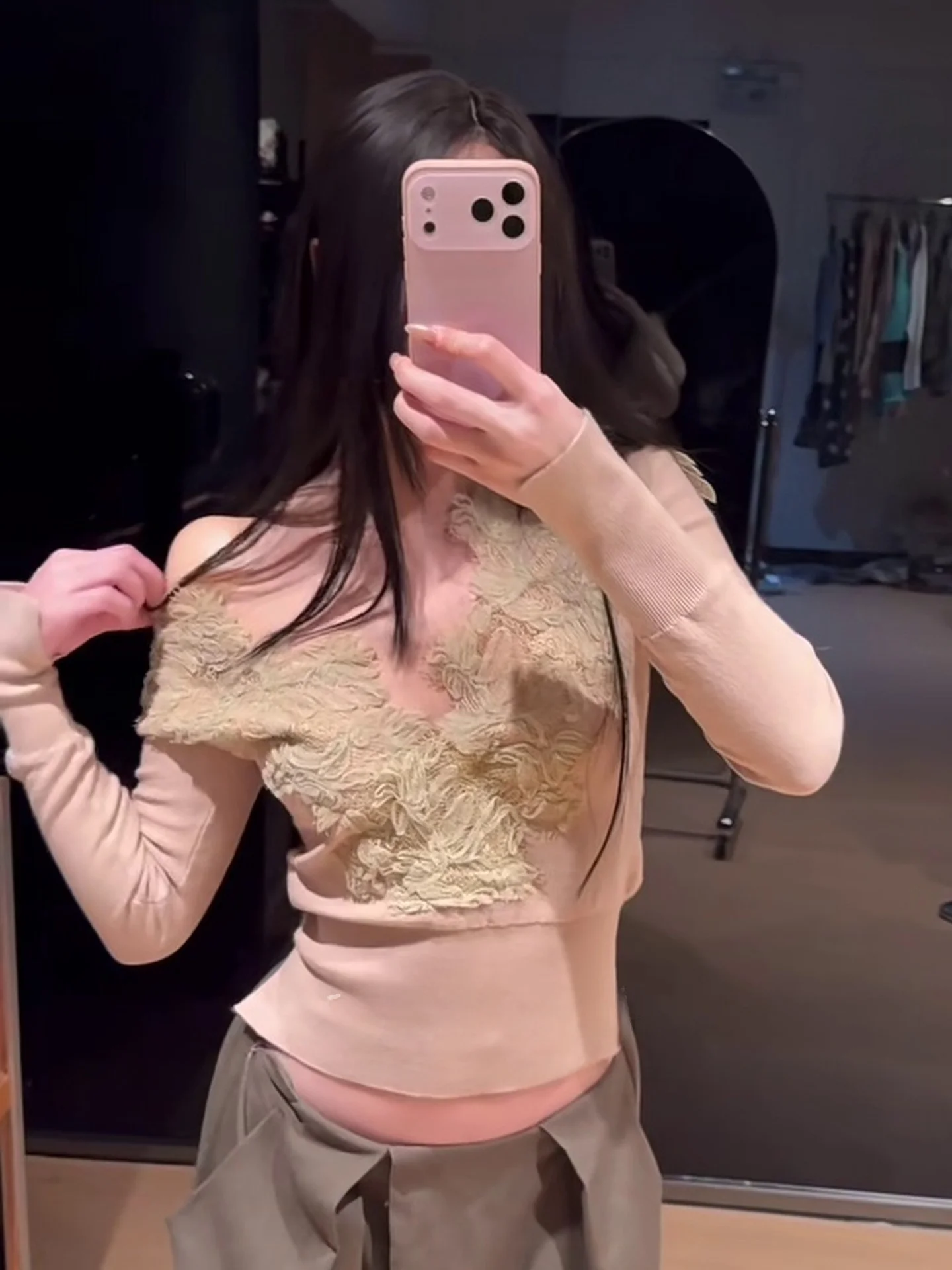 

Женская трикотажная базовая кофта Etam с кружевными вставками и длинным рукавом, весна-лето, премиум-класс, для ношения как нижний или верхний слой, с эффектом утяжки талии