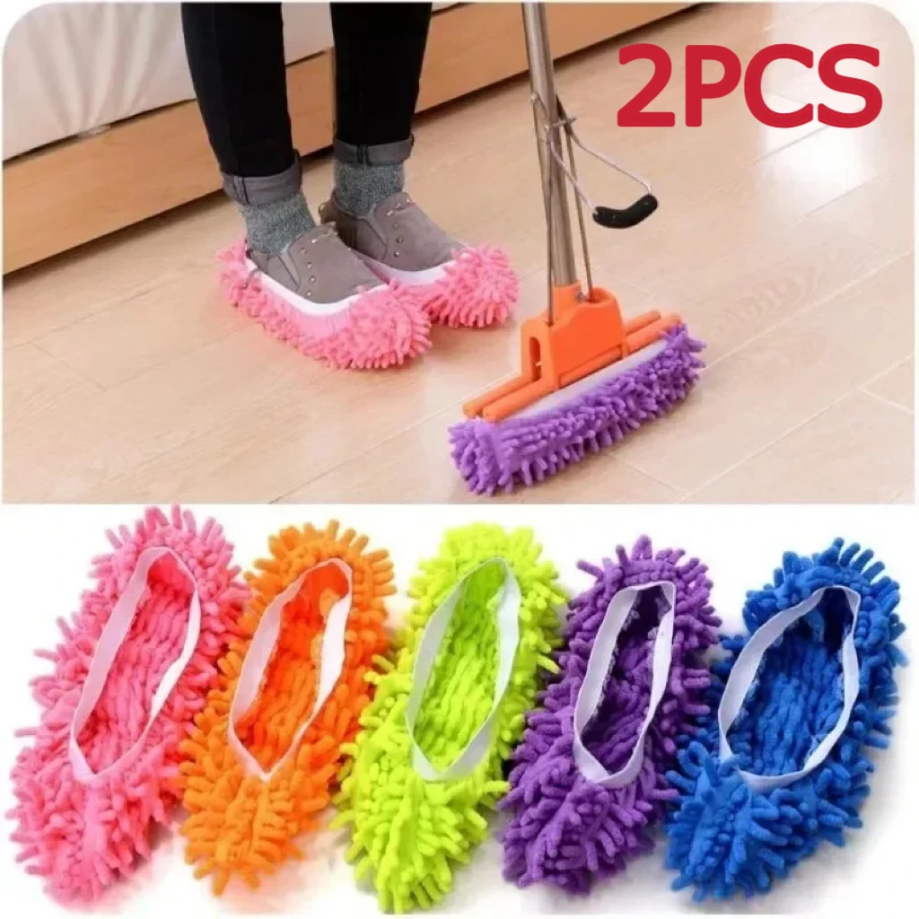 Chenille Dust Mop Slippers Home Floor Cleaning Mopping Shoes Water Uptake Foot Socks Mop Caps MultiFunction Cleaning Shoes