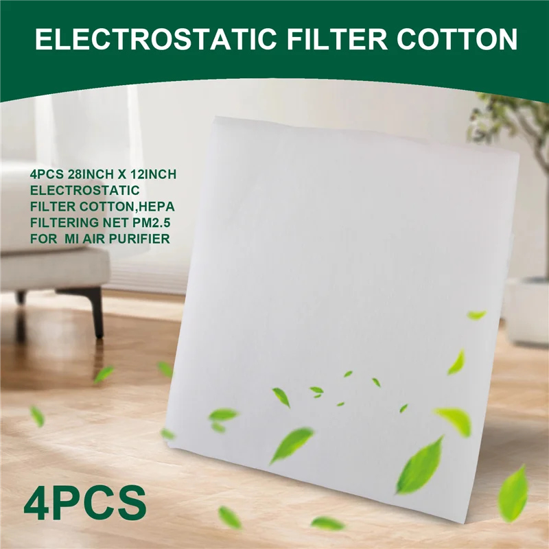 ABRB-4Pcs 28 дюймов X 12 дюймов электростатический фильтр из хлопка, фильтрующая сетка HEPA PM2,5 для очистителя воздуха Xiaomi Mi