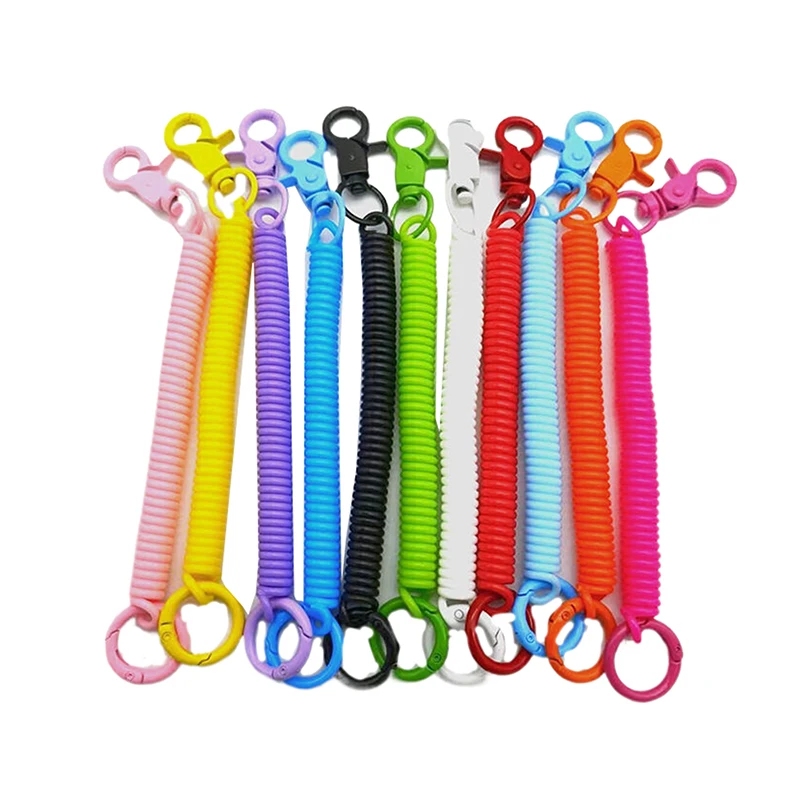 Colorful Lobster Clasp ID Card Holder Lanyard Keyring Anti-lost Spring Rope Retractable Keychain Mobile Phone Chain