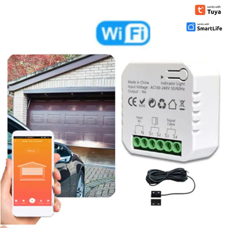 Tuya Smart Garage Door Opener Controller Contact Remote Control Supports Alexa Home Zigbee2MQTT Gateway Needed