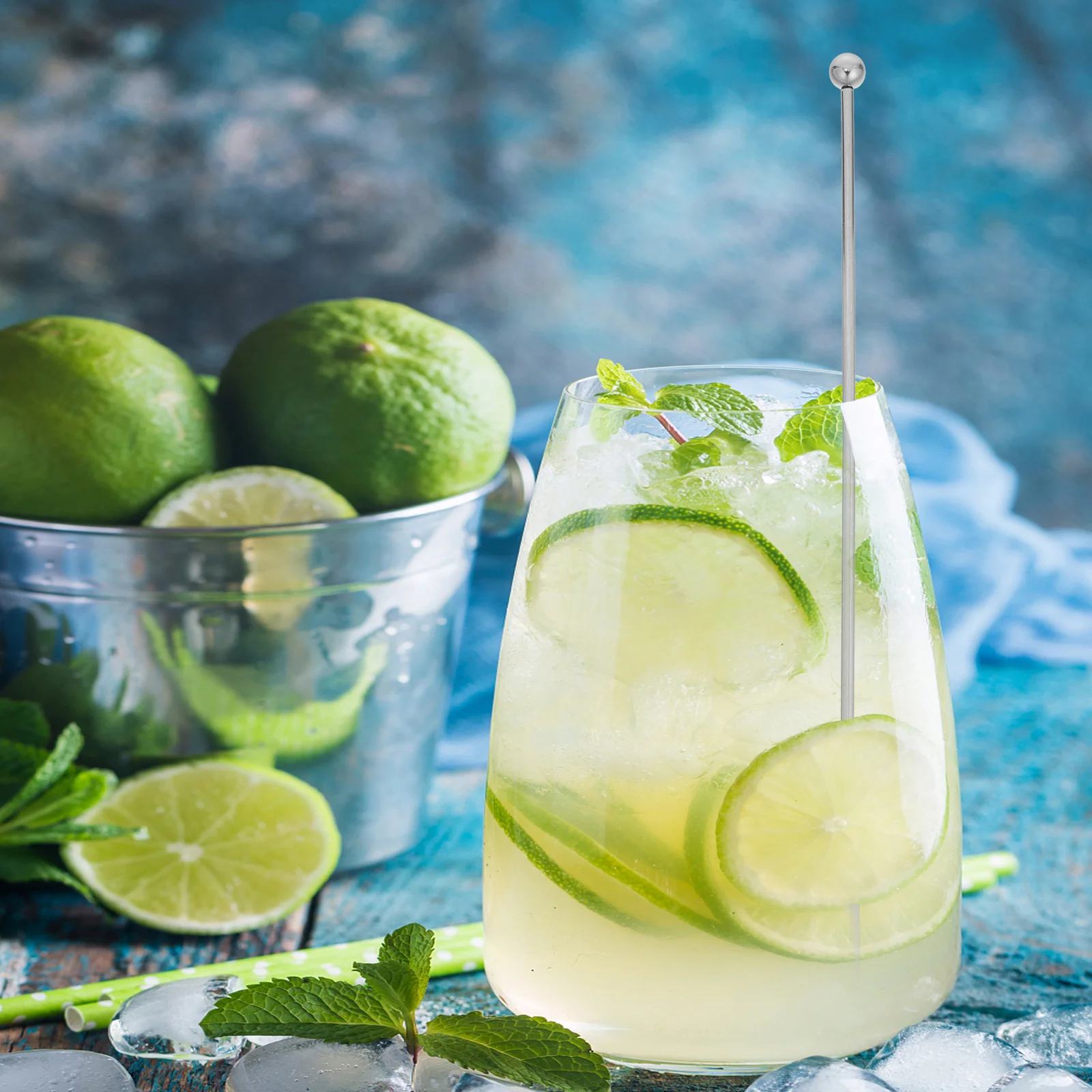 40 قطعة شريط الفولاذ المقاوم للصدأ اثارة العصي 7.6 بوصة قابلة لإعادة الاستخدام القهوة ويسكي الشاي خلط العصي كوكتيل أفرط قضبان