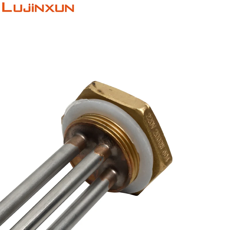 LUJINXUN 220V 1KW/1.5KW/2KW Electric Water Tubular Heater Immersion Heating Element 1 1/4 Inch Thread with Probe Tube