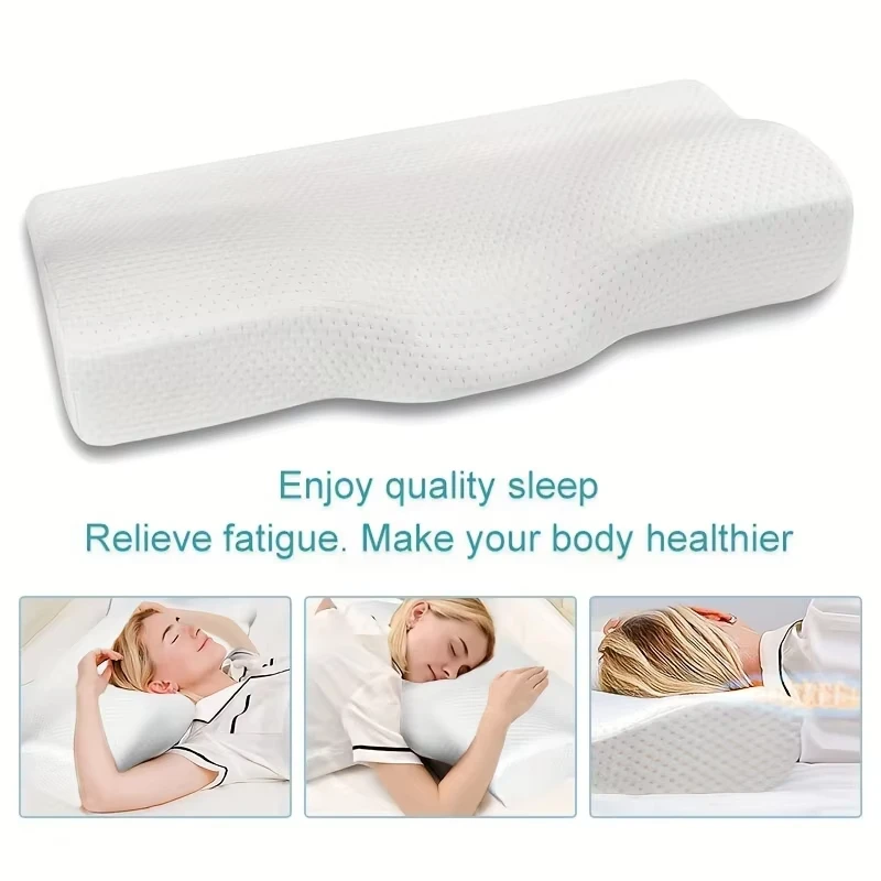 Travesseiro de Espuma Viscoelástica Butterfly - Travesseiro Ortopédico para Apoio do Pescoço para Quem Dorme de Lado e de Costas