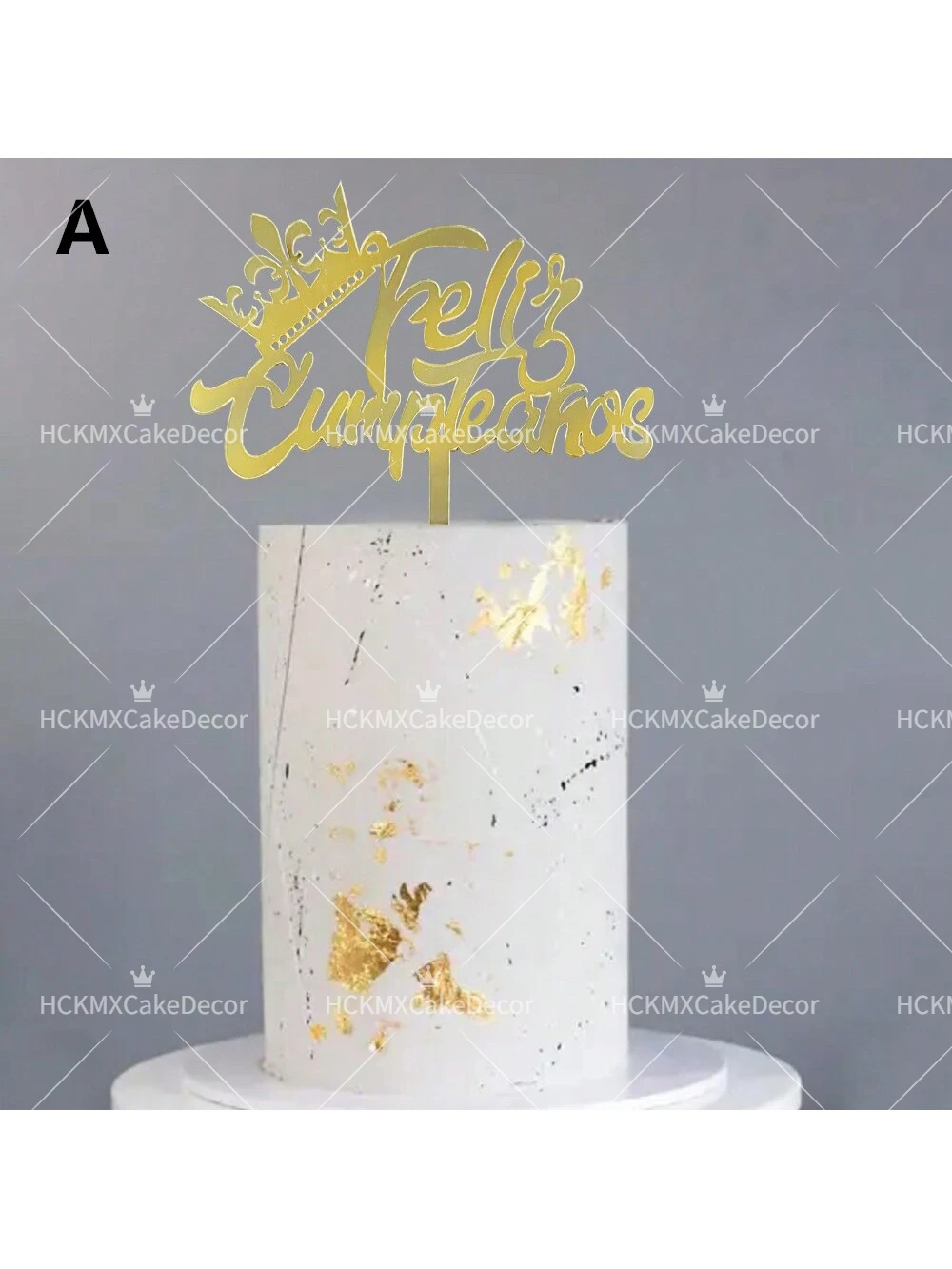 3er/6er-Set Tortenaufsatz aus Gold-Acryl mit Spanischem 'Happy Birthday' Schriftzug für Geburtstagsfeiern und Cupcake-Dekoration – Detail 5