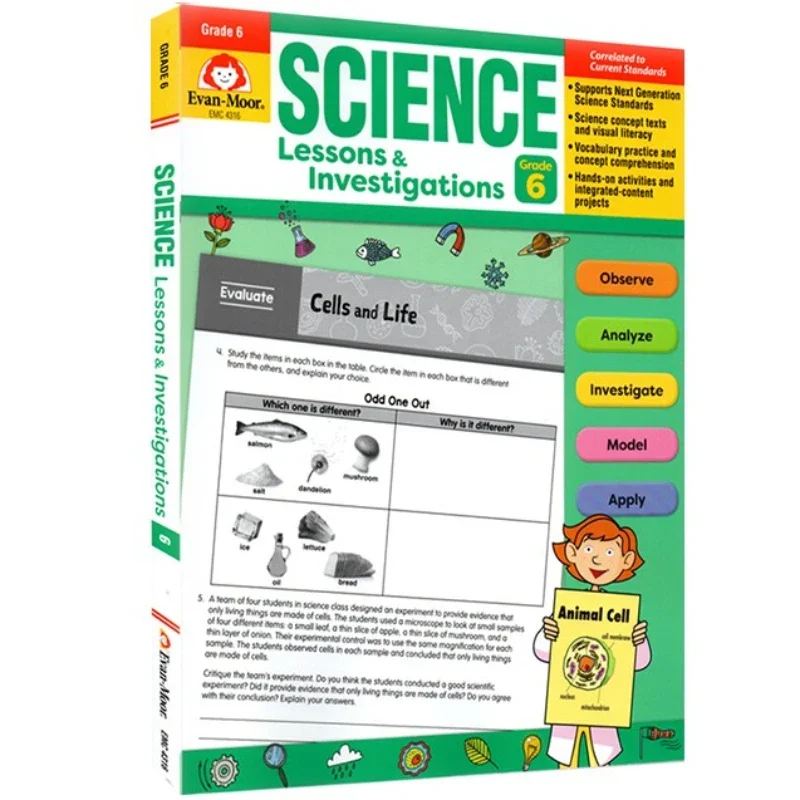 Evan-Moor Science Lessons and Investigations, Grade 6 Workbook,aged 9 10 11 12, English book 9781645140085