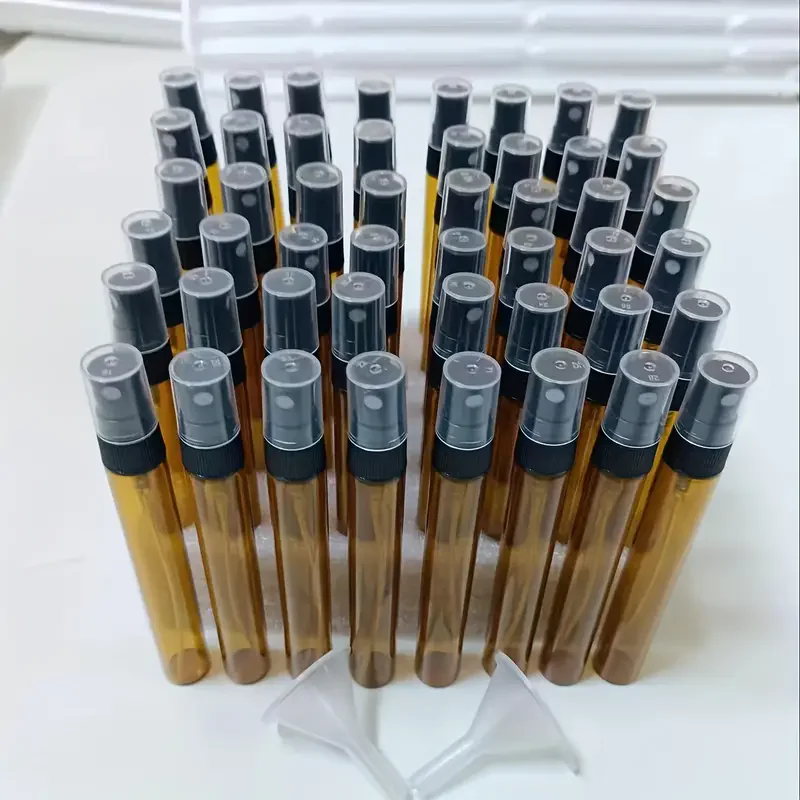 Bouteille de parfum en verre transparent de 10ml, 48 pièces, haute qualité, Mini bouteille de parfum pour femmes et hommes, essentiels de voyage, vente en gros