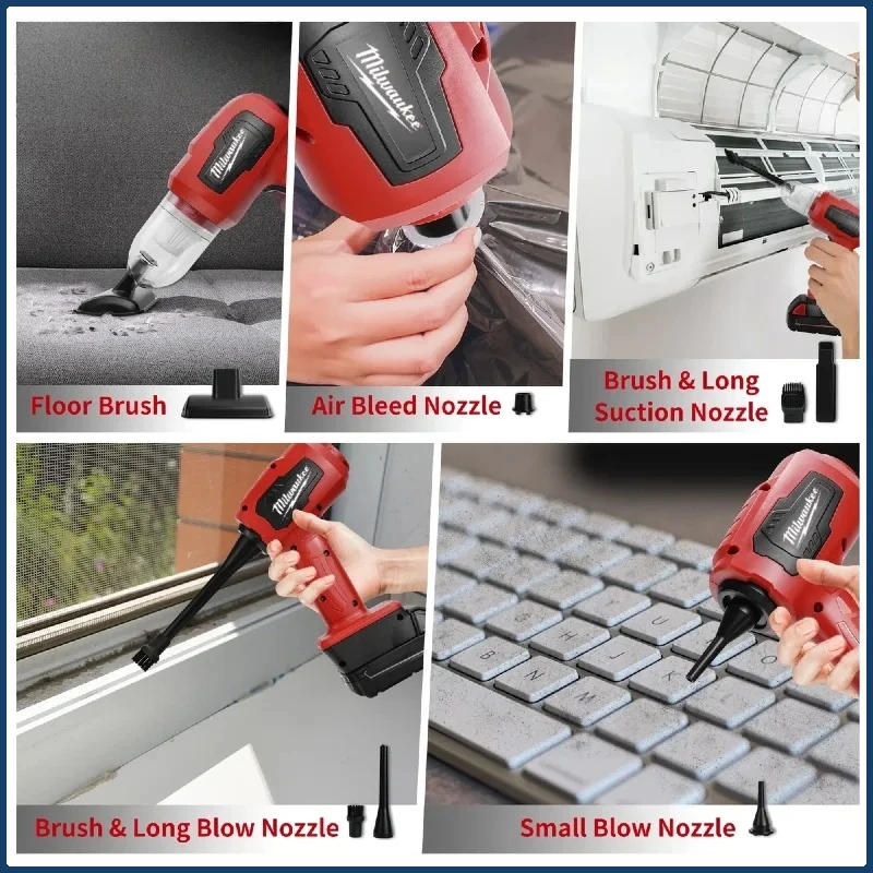 Milwaukee 2In1 Handheld Car Vacuum Cleaner Cordless 10kPa Powerful Dust Collect Machine and Air Blower for Milwaukee 18V Battery